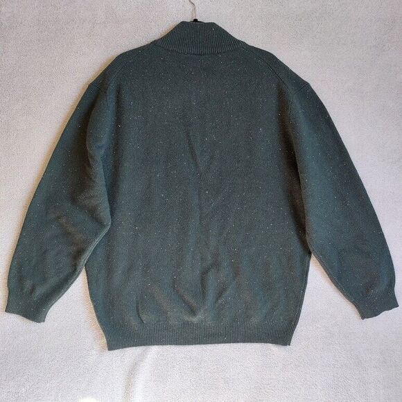 Jos A Bank Mens Sweater XXL Lamb Wool Blend 1/4 Zip Pullover Dark Green Grandpa - Picture 2 of 9